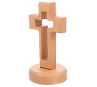 Abaodam Wooden Cross Ornament Religious Decoration Catholic Holy Cross for Home Tabletop Display Compact Size Smooth Finish