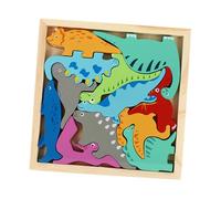 Abaodam Wooden Dinosaur Puzzle Educational for Interactive Montessori Learning Plaything Natural Solid Wood Hand-polished Jigsaw for Preschool Boys and Development