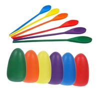 Abaodam Wooden Egg Balancing Game Set for Kids 6pcs Outdoor Sensory Integration Training Tool for Toddlers Interactive Relay Race Game for Boys and Girls