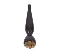 Abaodam Wooden Eye Massager Pen for Self Massage Anywhere with Portable Design, Natural Wood Material, Sheep Horn Shape, and Lotus Pod Head Acupressure Tool