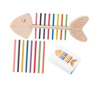 Abaodam Wooden Fish Bone Matching for Montessori Fine Motor Skills Color Sorting Game with Double-sided Cards and Wooden Rods Educational Busy Board for Cognitive Development and Hand