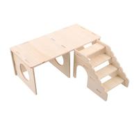 Abaodam Wooden Hamster Hideout with Climbing Ladder, 2-chamber Multi-chamber Small Animal Cage Accessory for Hamsters and Small Pets, Safe Cozy Hideout for Indoor Cage Environments