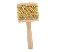 Abaodam Wooden Handle Cabasa Percussion Instrument Metal Beads African Rhythm Shaker for Music Education and World Music Performances