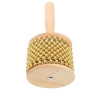 Abaodam Wooden Handle Cabasa Percussion Shaker Instrument for Boys and Girls 8.5cm African Rhythm Music Shaker with Metal Beads for Jazz and World Music Performances