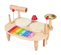 Abaodam Wooden Mini Drum Kit Percussion for Boys and Girls Handcrafted Xylophone and Tambourine Musical Instruments for Early Education and Creative Play