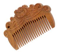 Abaodam Wooden Mini Hair Comb 3.15 Inch Peony Embossed Portable Anti-Static Scalp Massage Comb for Women Hair Styling
