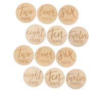 Abaodam Wooden Monthly Discs Round Sign Cards 12 Pcs Double-sided Baby Growth Cards Set