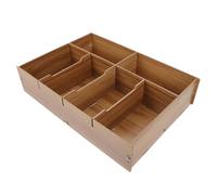 Abaodam Wooden Multi-Compartment Cash Holding Box Walnut 6-Grid Change Storage Organizer for Supermarket and Office Money Handling