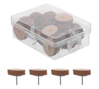 Abaodam Wooden Push Pins and Storage Box 20pcs with Steel Wire Reusable Decorative Thumb Tacks for Cork Board and Bulletin Boards for Craft Projects