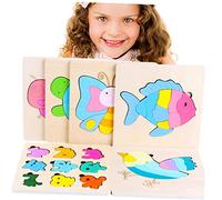 Abaodam Wooden Puzzle Memory Jigsaw Educational for Boys and Girls Animal Shape Learning Toys for Year Olds