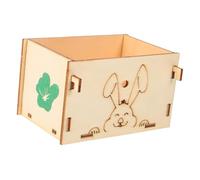 Abaodam Wooden Rabbit Feeder Box Sturdy Bite-resistant Holder for Small Pets Convenient Portable Hay Manger for Rabbits Guinea Pigs Hamsters