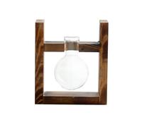 Abaodam Wooden Rack Glass Hydroponic Plant Vase with Single-ball Glass Container Modern Desktop Decorative Flower Planter for Tulips Roses and Greenery Temperature Resistant and Easy to