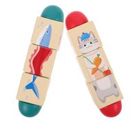 Abaodam Wooden Rotating Animal Puzzle Toy for Babies and Toddlers, Montessori Educational Spin Block Puzzle Land and Sea Animals, Early Learning Grasping Development Toy