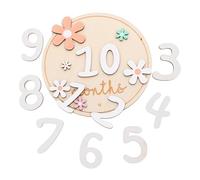 Abaodam Wooden Round Monthly Progress Cards Set 11Pcs with Double-Sided Flower Design Newborn Growth Signs for Photography and Memory Recording