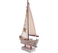 Abaodam Wooden Sailing Boat Model Small Vintage Mediterranean Sailboat Nautical Decor for Office Tabletop and Home Display