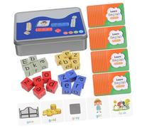 Abaodam Wooden Spelling with Flash Cards for Boys and Interactive Alphabet Matching Game Phonics Learning for Home and School Education and Literacy Play