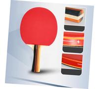 Abaodam Wooden Table Tennis Racket with Balls for Teenagers Lightweight Grip Pingpong Paddle Double Pimples Rubber Black Red Long Horizontal Handle