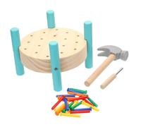 Abaodam Wooden Workbench Nailing Pounding Hammer for Colorful Educational Hammering for Hand-eye Coordination and Training Safe Wood Material
