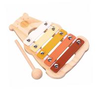 Abaodam Wooden Xylophone with Mallets Bear-shaped Montessori Percussion Instrument for Early Music Learning Hand-eye Coordination Development Musical Instrument