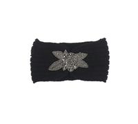 Abaodam Woolen Yarn Headband in Black and for Women Winter Warm Hair Band with Flower Pattern, Handmade Crochet Simple Headwrap to Protect Hair from Wet and Decorate Hairstyle