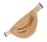 Abaodam Woven Straw Waist Pack Crossbody Bag Summer Mini Fanny Pack Boho Style Dark Coffee Simulation Straw Chest Bag for Outdoor Shopping and Festival Use