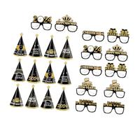 Abaodam Year Party Glasses and Hats Paper Eyeglass Frames and Party Hats for Birthday Photo Props Vibrant Fun Celebration Supplies