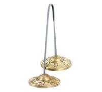 Abaodam Yoga Meditation Cymbal Bell Set, Handmade Small Copper Tibetan Rhythm Instrument with Six-syllable Chant Pattern, Mini Percussion Bells for Buddhist Ceremony and Yoga Practice