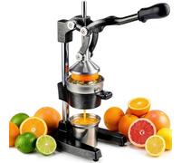 ABAPIC Cast Iron Citrus Juicer - Heavy Duty Commercial Manual Orange Squeezer & Hand Press for Pomegranate, Grapefruit, Lemon - Professional Fruit Extractor with 304 Stainless Steel Cup, Black