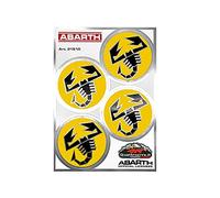Abarth 4R Quattroerre.it 21510 Official Sticker, 4 Logos Scorpions Yellow Diameter 48 mm, Table 94 x 131 mm