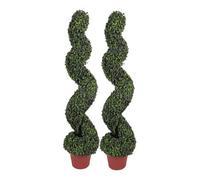 Abaseen 2Pc Artificial Boxwood Spiral Twist Topiary Tree Indoor Outdoor 100Cm