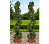 Abaseen 2X Artificial 100Cm Boxwood Twisted Spiral Topiary Tree Indoor Outdoor