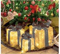 Abaseen 3X Light Up Boxes Christmas Gift Box Set With 58 Led Warm White Lights