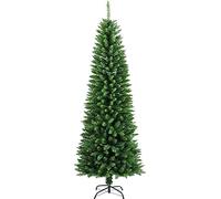 Abaseen 6ft Green Pencil Slim Artificial Christmas Tree, Xmas Tree 570 Tips Easy Assembly Foldable Reusable Strong Metal Stand, Indoor Outdoor Decoration for Christmas (Green Pencil Slim, 6 FT)