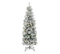 Abaseen 6Ft Green Pre-Lit Pencil Slim Snow Tipped Artificial Christmas Tree 170 Leds, Xmas Tree With 500 Tips