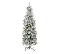 Abaseen 6Ft Pre Lit Snow Tipped Pencil Slim Artificial Christmas Tree 170Leds, Xmas Tree 555 Tips Easy Assembly Foldable Reusable