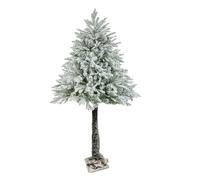 Abaseen 6ft Snowy Half Parasol Artificial Christmas Tree, Xmas Tree Easy Assembly Foldable Reusable Strong Metal Stand, Indoor Decoration for Christmas
