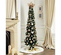 Abaseen Artificial 6ft Green Pencil Christmas Xmas Decoration Tree With 570 Tips 1.8m tall - thinner for smaller spaces (6 FT)