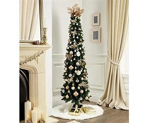 Abaseen Artificial 7ft Green Pencil Christmas Xmas Decoration Tree With 620 Tips 2.1m tall - thinner for smaller spaces (7 FT)