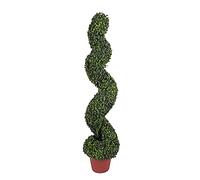 Abaseen Artificial Boxwood Spiral Topiary Trees for Indoor Outdoor Decor, UV Stable Outdoor Use Height 100cm (Boxwood Spiral Tree with Red Pot, 1)