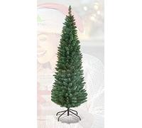 Abaseen Green - 7FT - Pencil Slim Artificial Christmas Tree, Xmas Tree 620 Tips Strong Metal Stand Easy to Assemble Foldable Reusable, Indoor & Outdoor Decoration