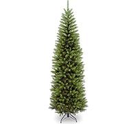 Abaseen Green Pine Pencil Slim Artificial Christmas Tree with bushy thick Branch Tips & Metal Stand (6ft (180cm))
