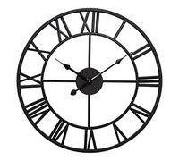 Abaseen Large Wall Clocks for Living Room Modern Decorative, Skeleton Clock Roman 3D Clear Numbers Easy to Read Round Analogue Wall Clock Battery Operated 60 cm (Black Skeleton)