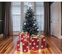 Abaseen Light Up Boxes, 3 Pcs Light Up Gift Box Set, With 58 Led Warm White Lights Christmas Decorations Gifts