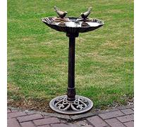 Abaseen Plastic Bird Bath With Bronze Effect Garden Outdoor Ornament 81Cm Tall
