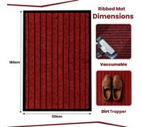 Abaseen Red 120X180Cm Entrance Door Mat Rubber Back Floor Mats Striped Style Ribbed Doormat