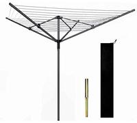 Abaseen Rotary Washing Lines Outdoor, Heavy Duty Folding 4 Arm 60 Meter Garden Clothes Airer Dryer Comes with Cover & Metal Ground Spike (Grey)