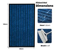 Abaseen Rubber Backed Flooring Door Mats 120X180Cm Blue Carpet Doormats, Striped Floor Rugs