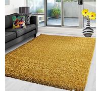 Abaseen Shaggy Rug Non Shed Thick Fluffy For Living Room area HALL RUG RUNNER MAT 12 Different Color and 4 Different Sizes (Gold, 120 x 170 cm)