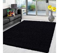 Abaseen Shaggy Rug Non Shed Thick Fluffy For Living Room area HALL RUG RUNNER MAT 12 Different Color and 4 Different Sizes (Black, 120 x 170 cm)