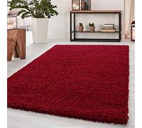 Abaseen Small Large Shaggy Rug Modern Rugs Living Room Extra Large Small Medium Rectangular Size Soft Touch Thick Pile Living Room Area Rugs Non Shedding (Red, 80x150 cm)